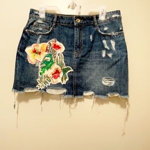 ZARA Sequin distressed mini skirt